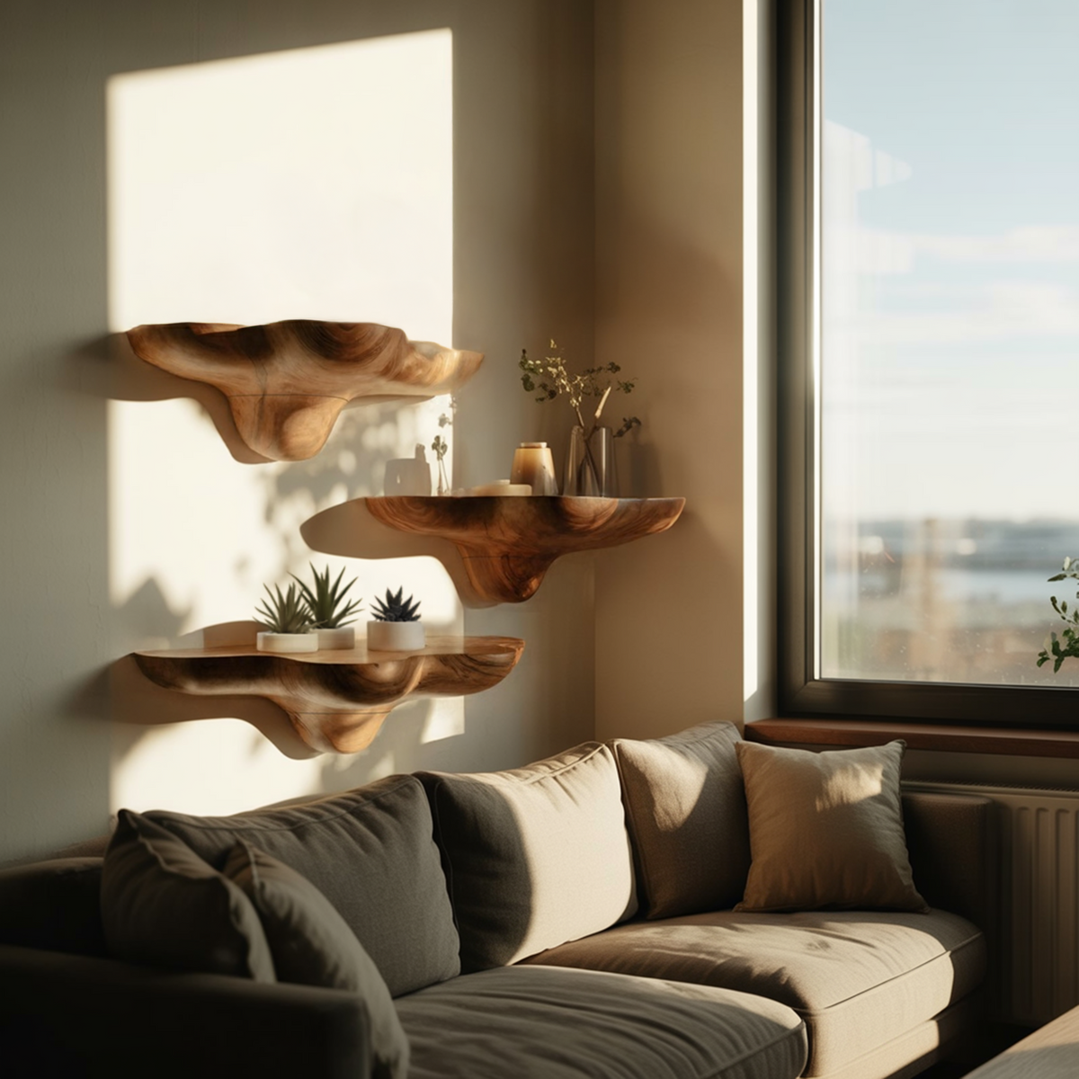 Étagère champignon en bois massif milieu du siècle pour une décoration élégante SILDTTNMR016