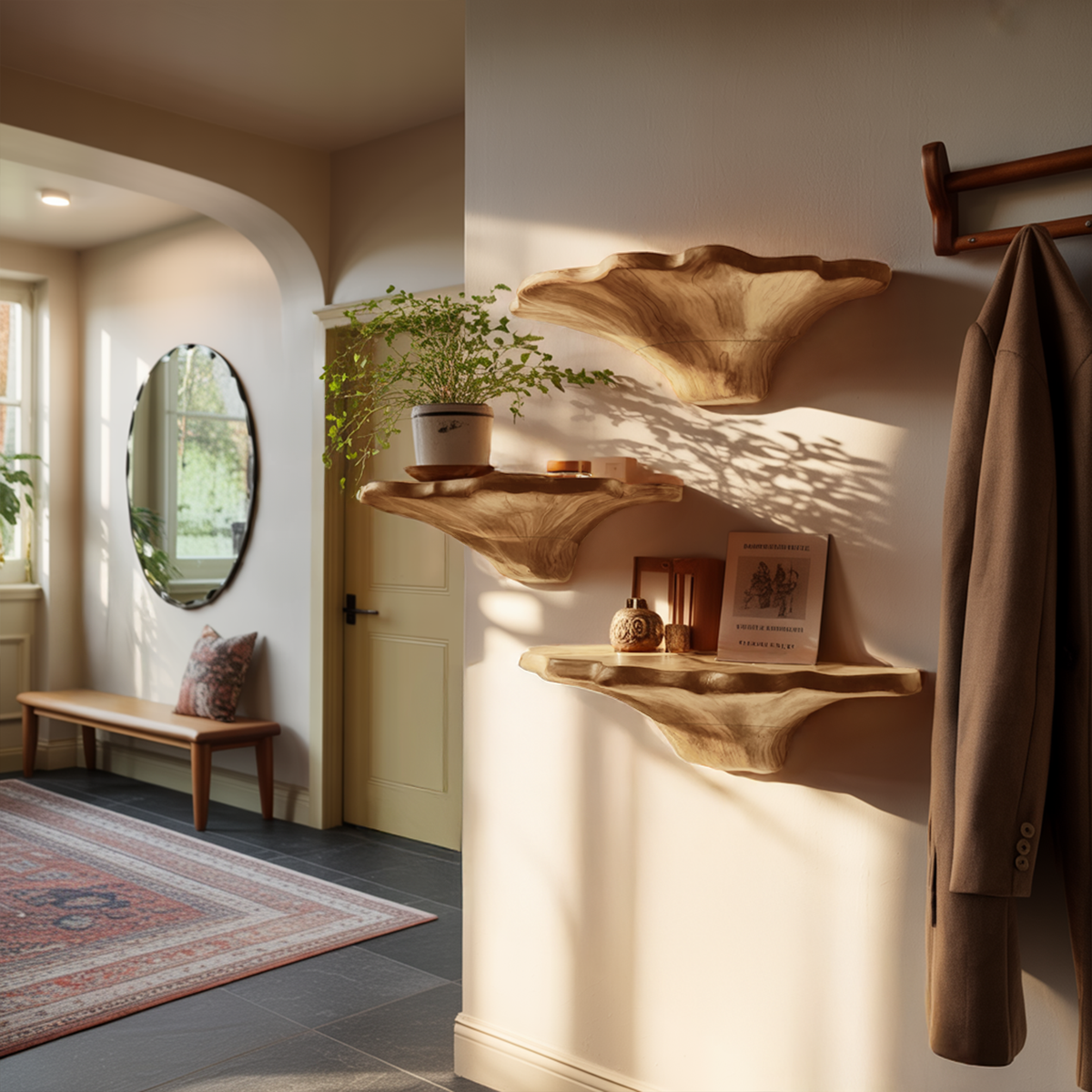Étagère champignon en bois style ferme pour décoration de chambre naturelle SILDTTNMR017