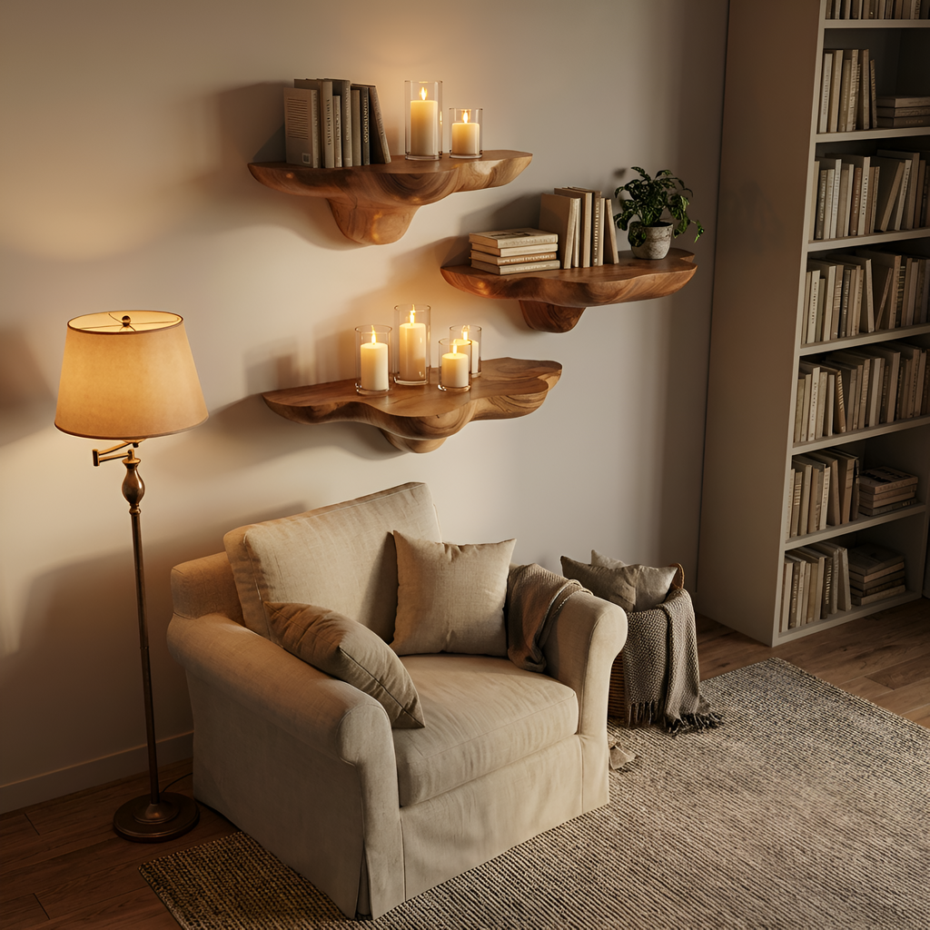 Étagère champignon en bois massif milieu du siècle pour une décoration élégante SILDTTNMR016