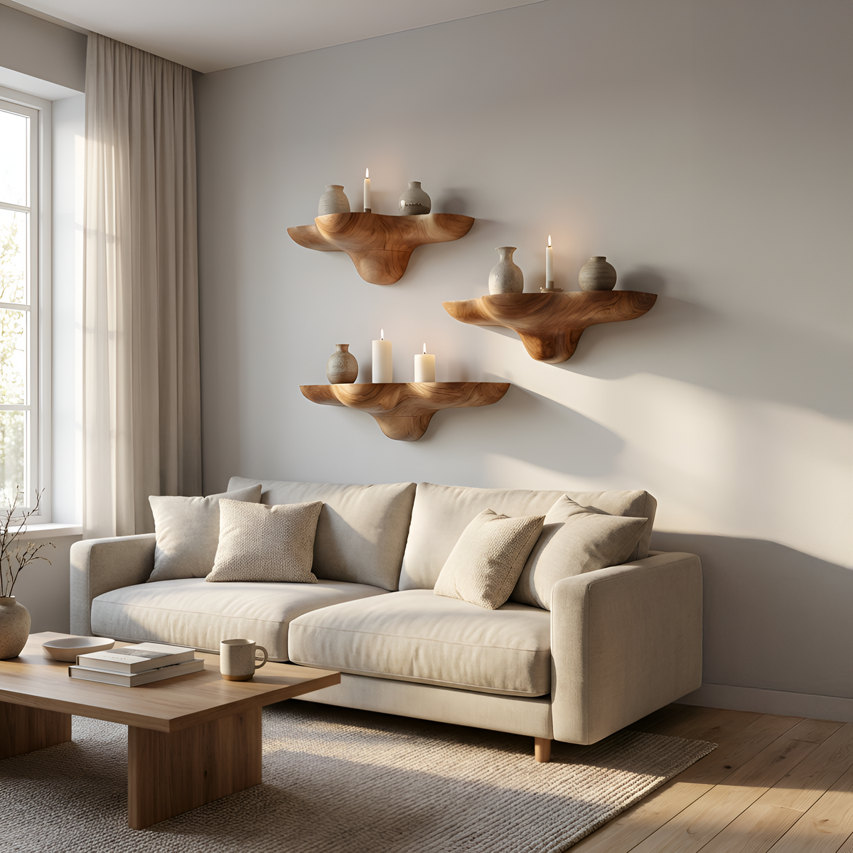 Étagère champignon en bois massif milieu du siècle pour une décoration élégante SILDTTNMR016
