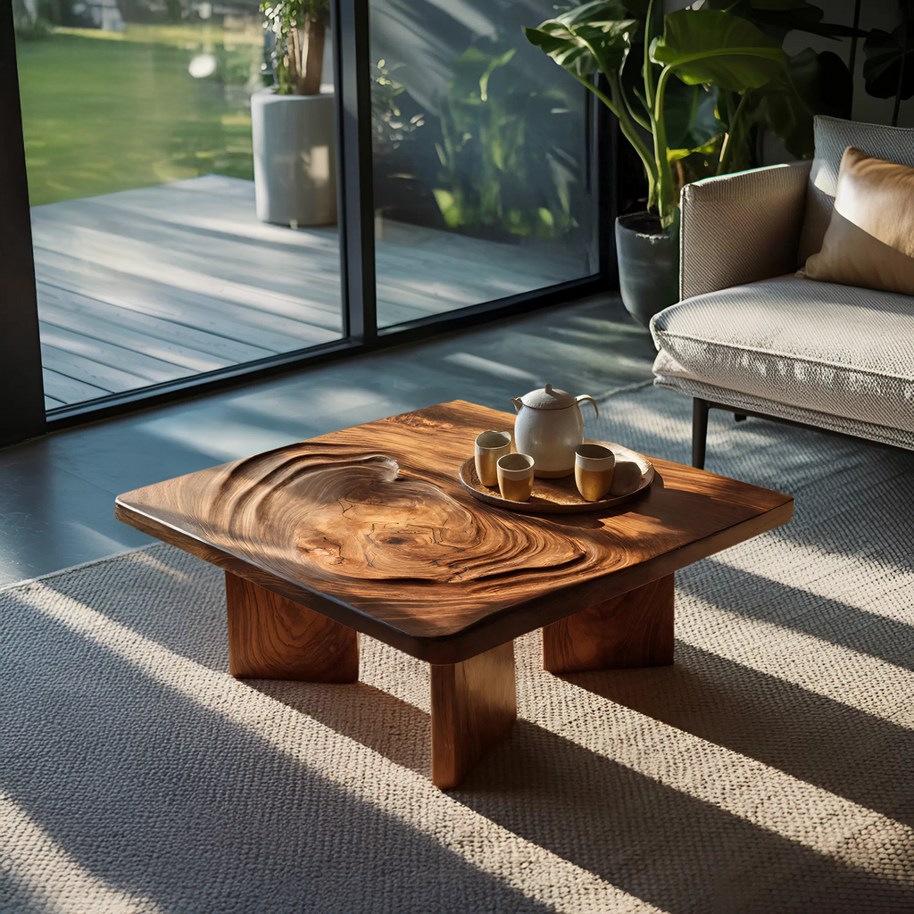 Table basse irrégulière en bois style Mid-Century pour décoration intérieure SILDTTRCF089