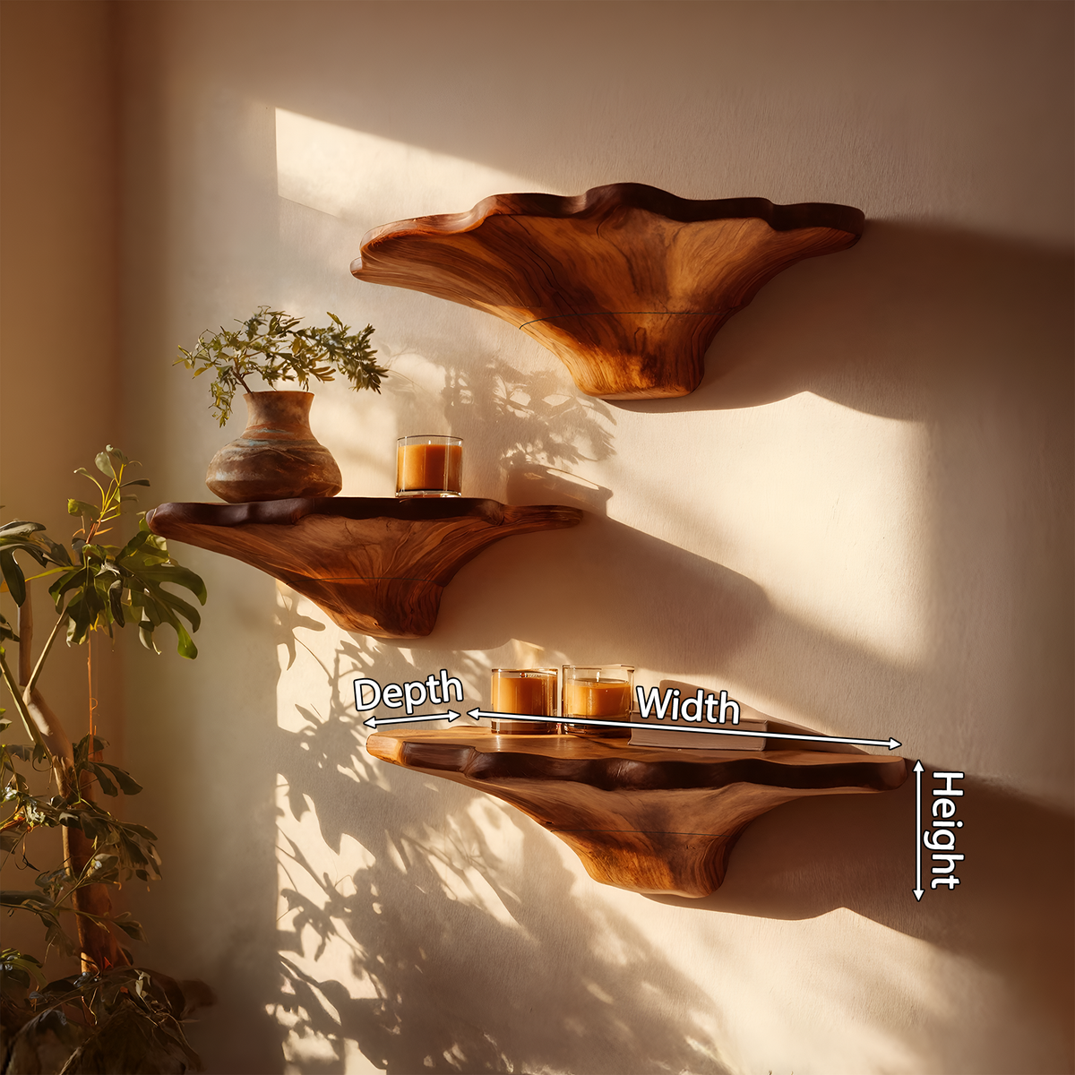 Étagère champignon en bois style ferme pour décoration de chambre naturelle SILDTTNMR017