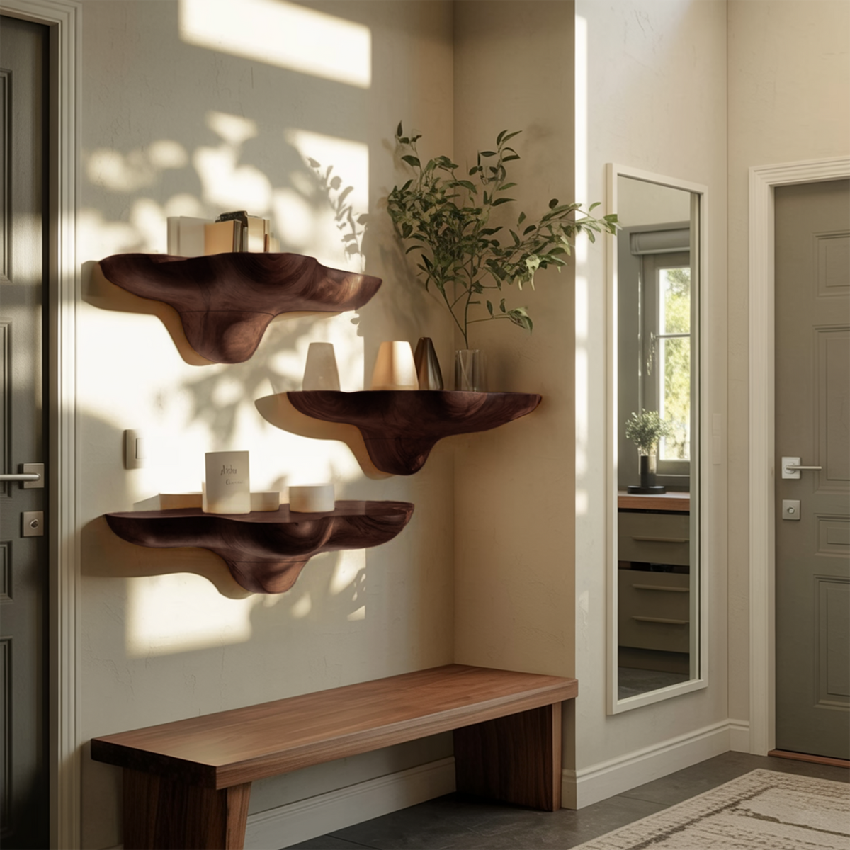 Étagère champignon en bois massif milieu du siècle pour une décoration élégante SILDTTNMR016