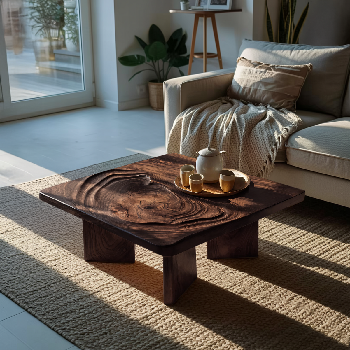 Mid Century Irregular Wooden Table For Furniture Decor SILDTTRCF089