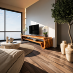 Meuble TV sculptural moderne en bois pour salon RTTHTTTVC068
