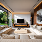 Meuble TV sculptural moderne en bois pour salon RTTHTTTVC068