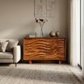 Buffet en bois avec sculpture 3D à motifs d'ondes pour cuisine RTTHTTSD058