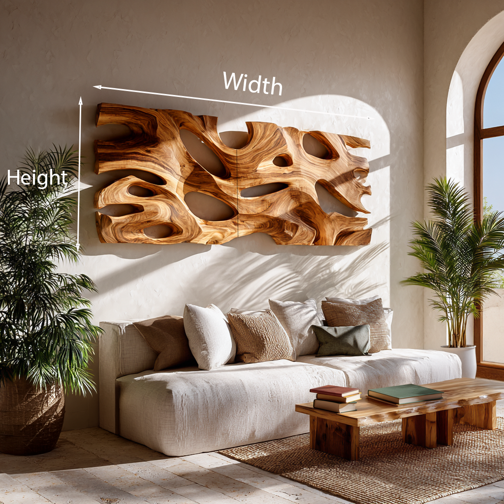 Art mural sculptural moderne en bois pour décoration de salon RTTHTTWA087