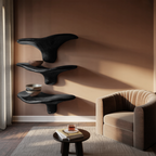 Étagère champignon moderne en bois à bord brut pour décoration intérieure minimaliste SILDTTRMR012