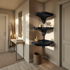 Étagère champignon en bois à bord brut style Mid-Century pour décoration de salon SILDTTNCMS001
