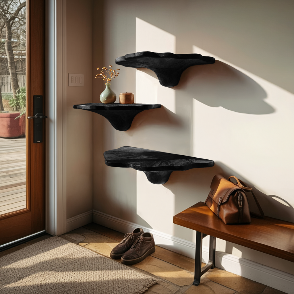 Étagère champignon en bois faite à la main pour une décoration de salon artistique SILDTTNMR007