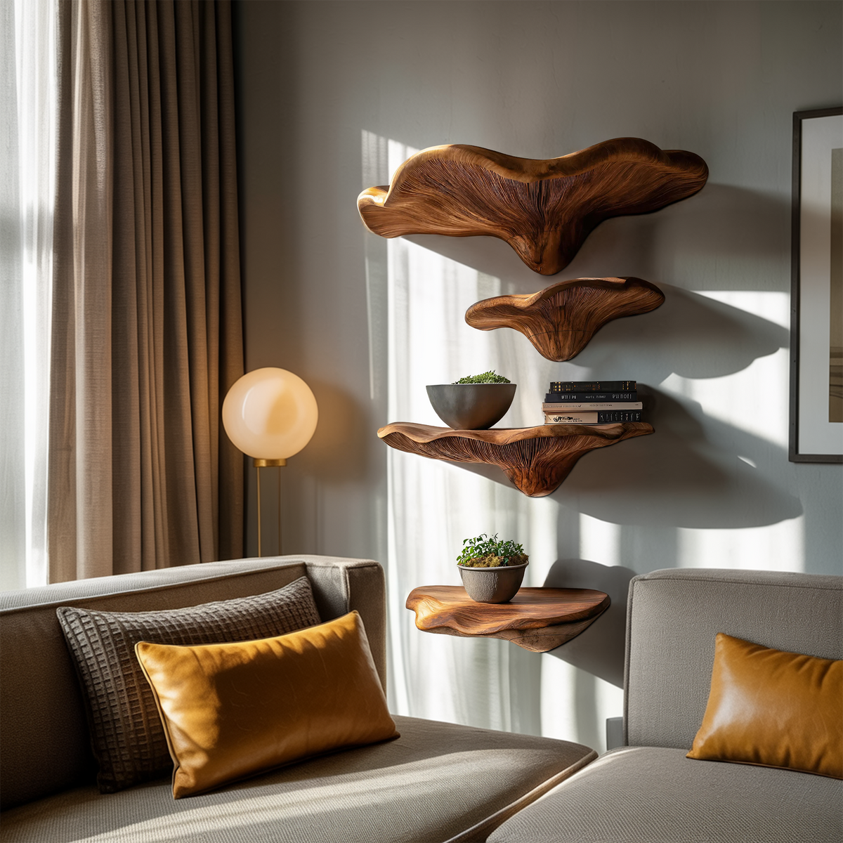 Étagère champignon en bois massif style ferme pour décoration et rangement de chambre SILDTTRMR006