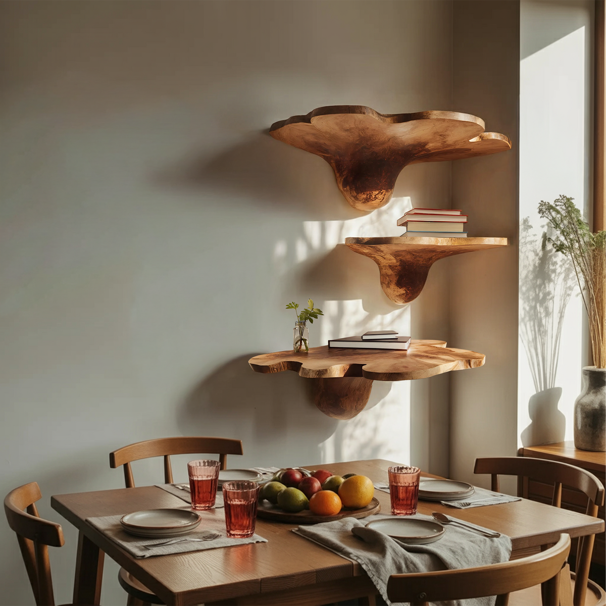 Étagère champignon en bois massif Mid-Century pour décoration de salon moderne SILDTTNMR002
