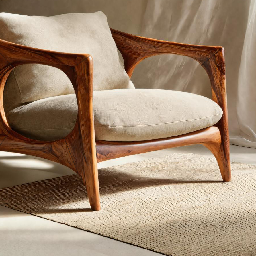 Fauteuil lounge moderne avec cadre sculpté pour salon RTTHTTACC005