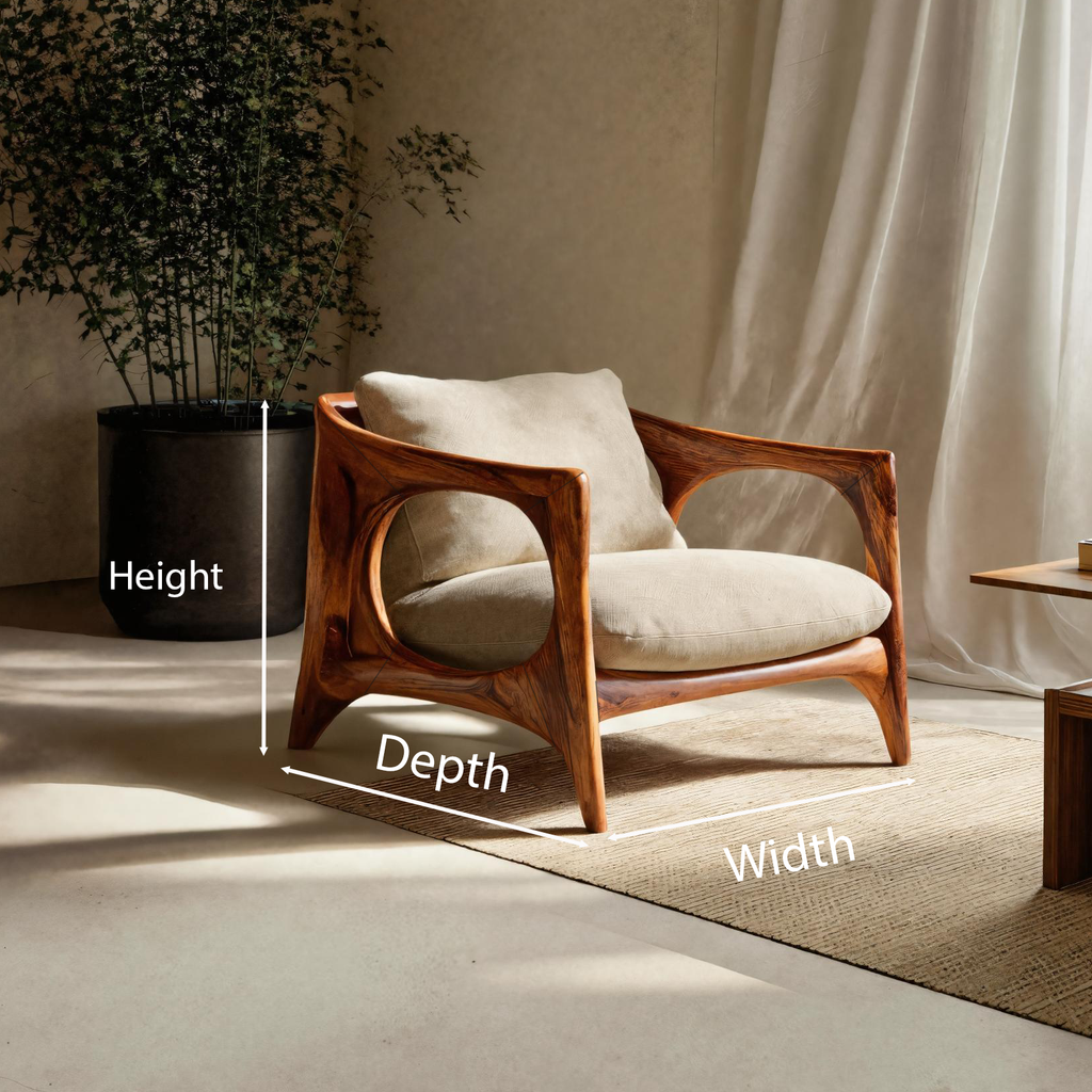 Fauteuil lounge moderne avec cadre sculpté pour salon RTTHTTACC005