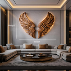 Décoration murale artisanale en bois en forme d'ailes pour intérieur moderne RTTHTTWA078