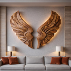 Décoration murale artisanale en bois en forme d'ailes pour intérieur moderne RTTHTTWA078