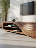 Meuble TV moderne avec motif ondulé sculpté pour salon SITHTTTVC019