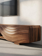 Meuble TV moderne avec motif ondulé sculpté pour salon SITHTTTVC019