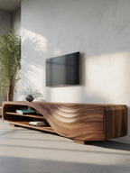 Meuble TV moderne avec motif ondulé sculpté pour salon SITHTTTVC019