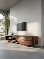 Meuble TV moderne avec motif ondulé sculpté pour salon SITHTTTVC019