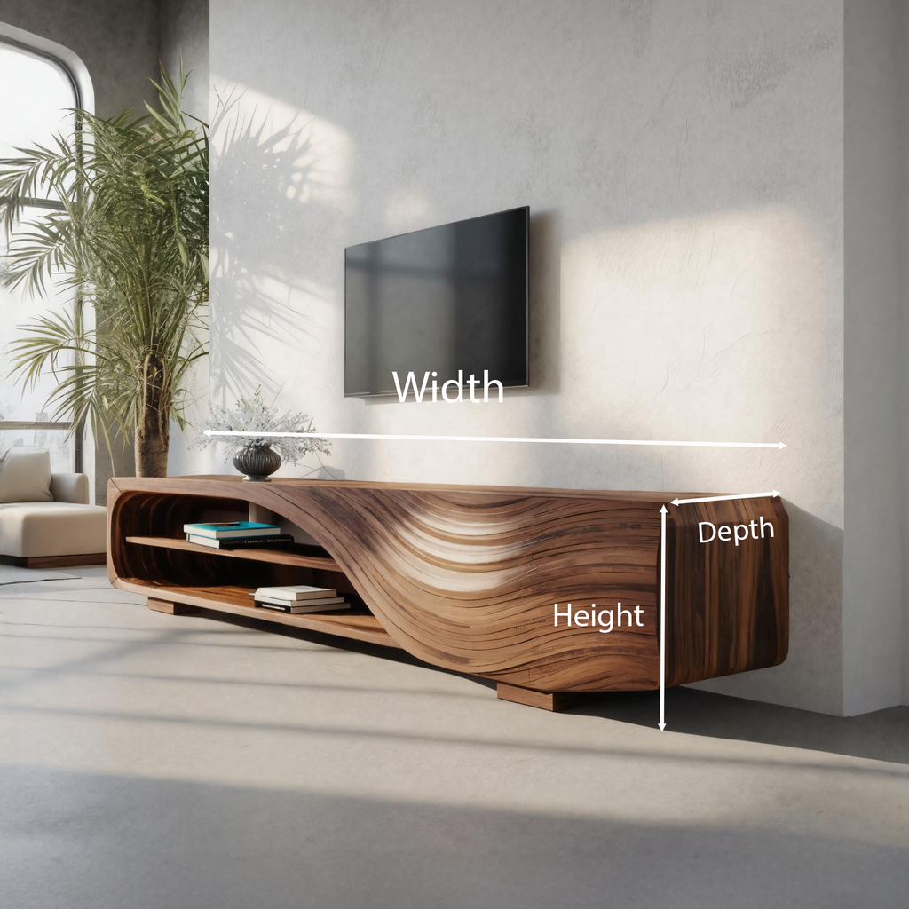Meuble TV moderne avec motif ondulé sculpté pour salon SITHTTTVC019