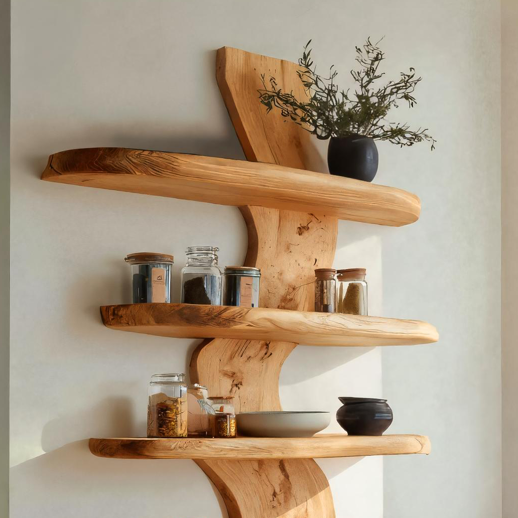 Modern Live Edge Floating Shelf For Kitchen RTTHTTWMS006