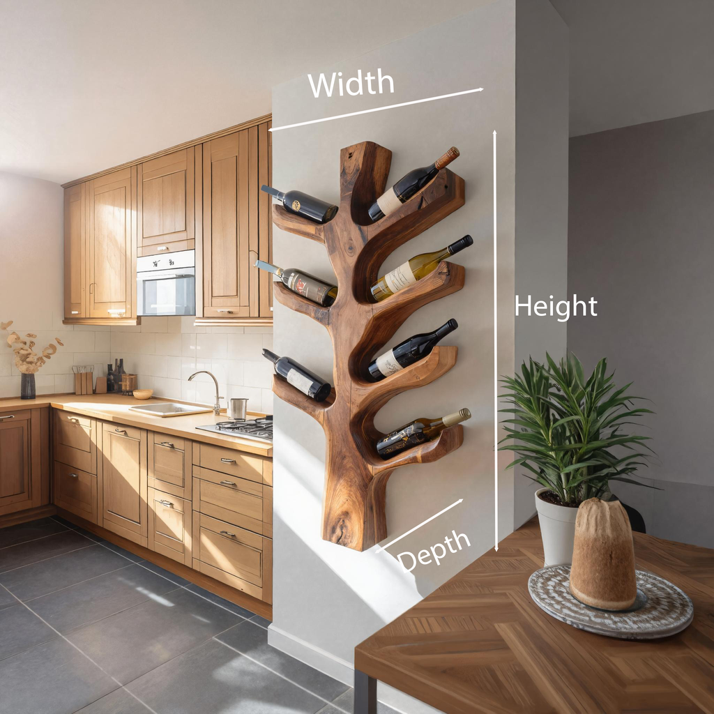 Porte-bouteille de vin moderne en forme de branche d'arbre sculpturale pour décoration de cuisine RTTHTTWH005