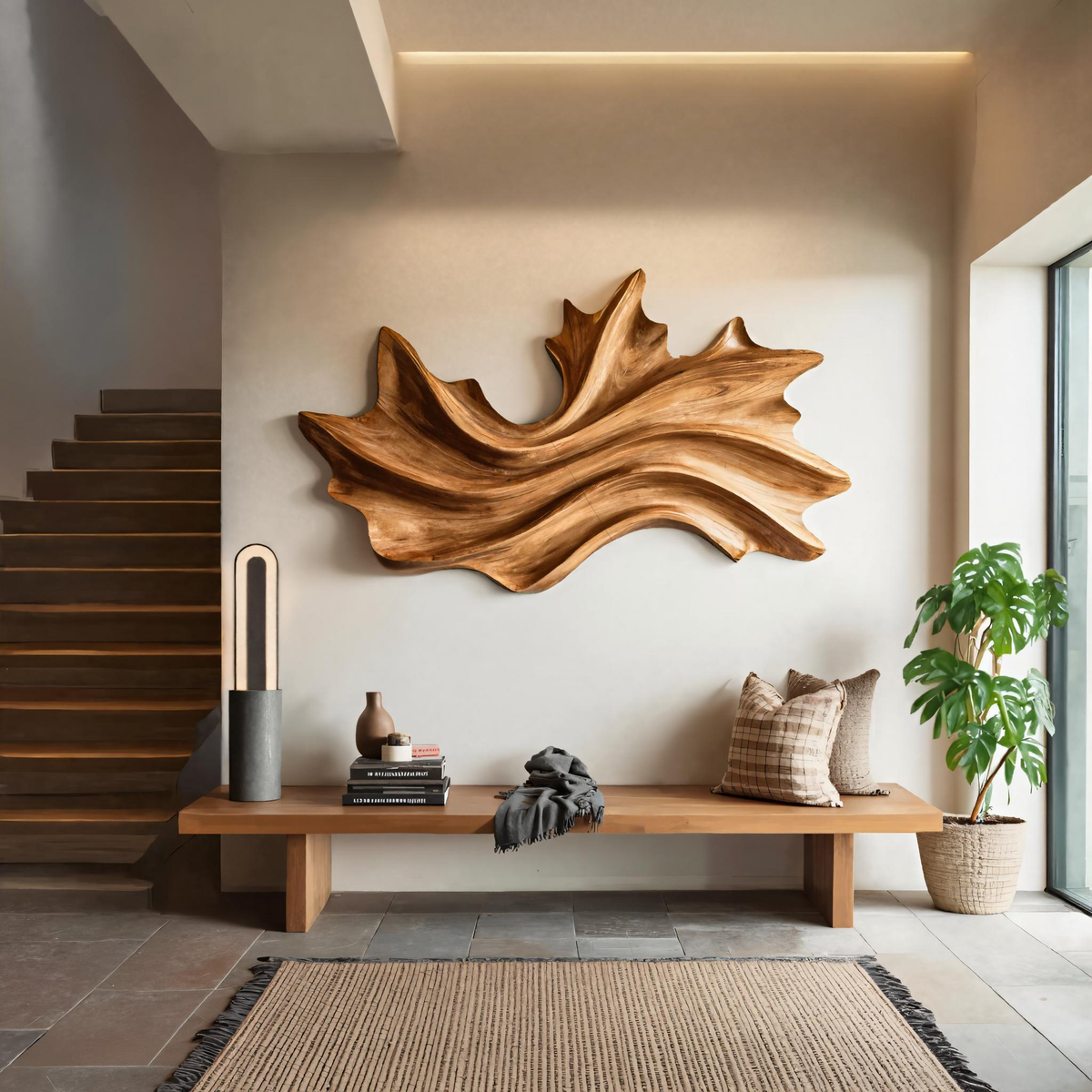 Art mural organique au design de vagues fluides pour entrée RTTHTTWA041