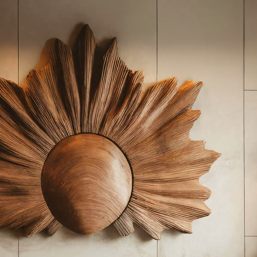Décoration murale sculpturale avec motif rayonnant pour salon RTTHTTWA042
