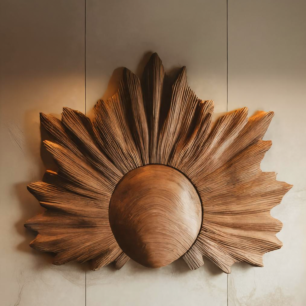 Décoration murale sculpturale avec motif rayonnant pour salon RTTHTTWA042