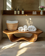 Banc de douche sculptural organique pour salle de bain SITHTTSB010