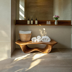 Banc de douche sculptural organique pour salle de bain SITHTTSB010