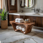 Banc de douche sculptural moderne à deux niveaux pour décoration de salle de bain RTTHTTSB016