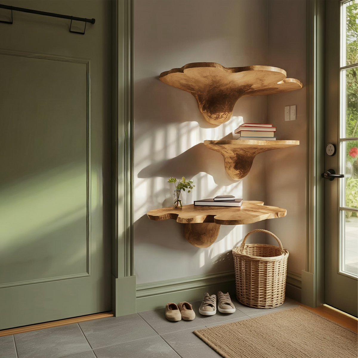 Étagère champignon en bois massif Mid-Century pour décoration de salon moderne SILDTTNMR002