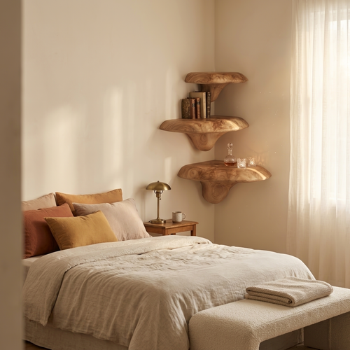 Étagère champignon en bois massif style ferme pour décoration de chambre et aménagement intérieur SILDTTNCMS002