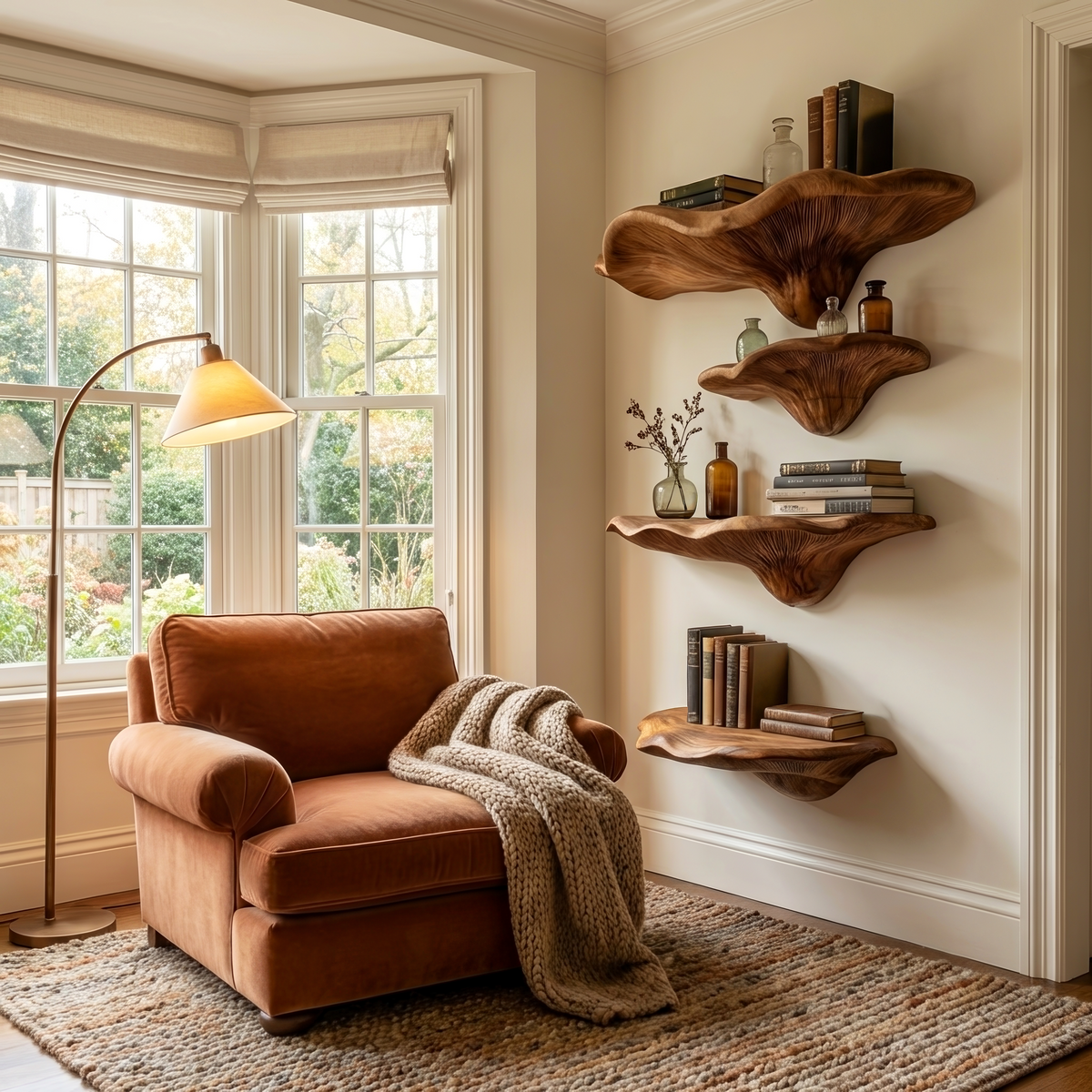 Étagère champignon en bois massif style ferme pour décoration et rangement de chambre SILDTTRMR006