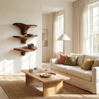 Étagère champignon moderne en bois à bord brut pour décoration intérieure minimaliste SILDTTRMR012