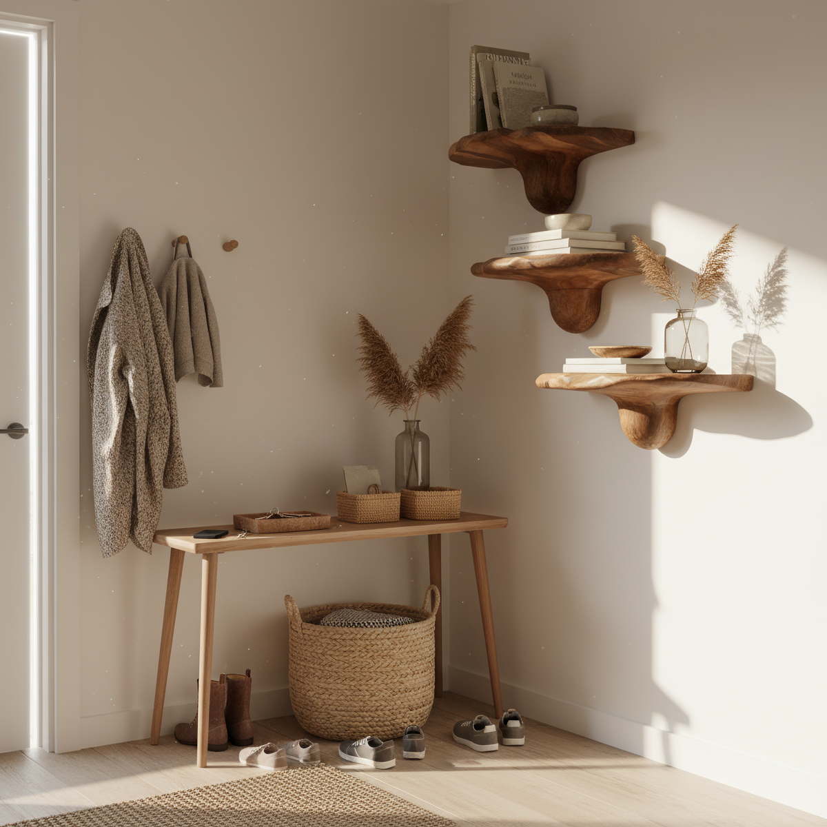 Étagère champignon en bois massif faite à la main pour décoration de chambre SILDTTNMR008