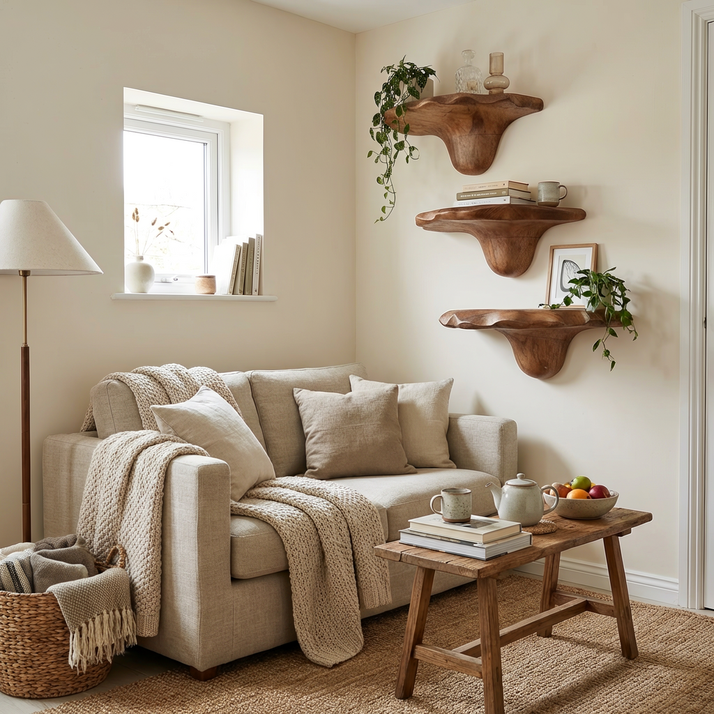 Étagère champignon en bois style milieu du siècle pour décoration de salon et chambre SILDTTNMR001