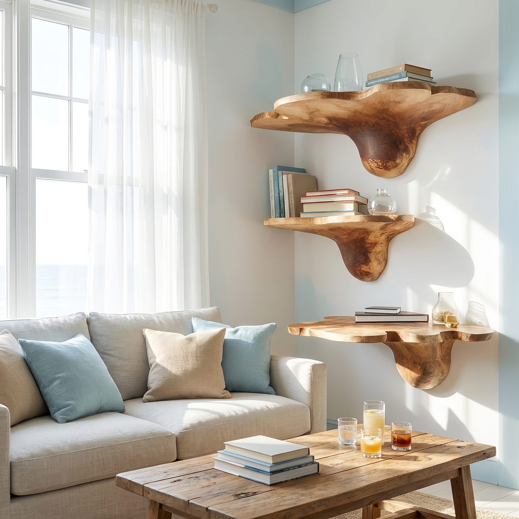 Étagère champignon en bois massif Mid-Century pour décoration de salon moderne SILDTTNMR002