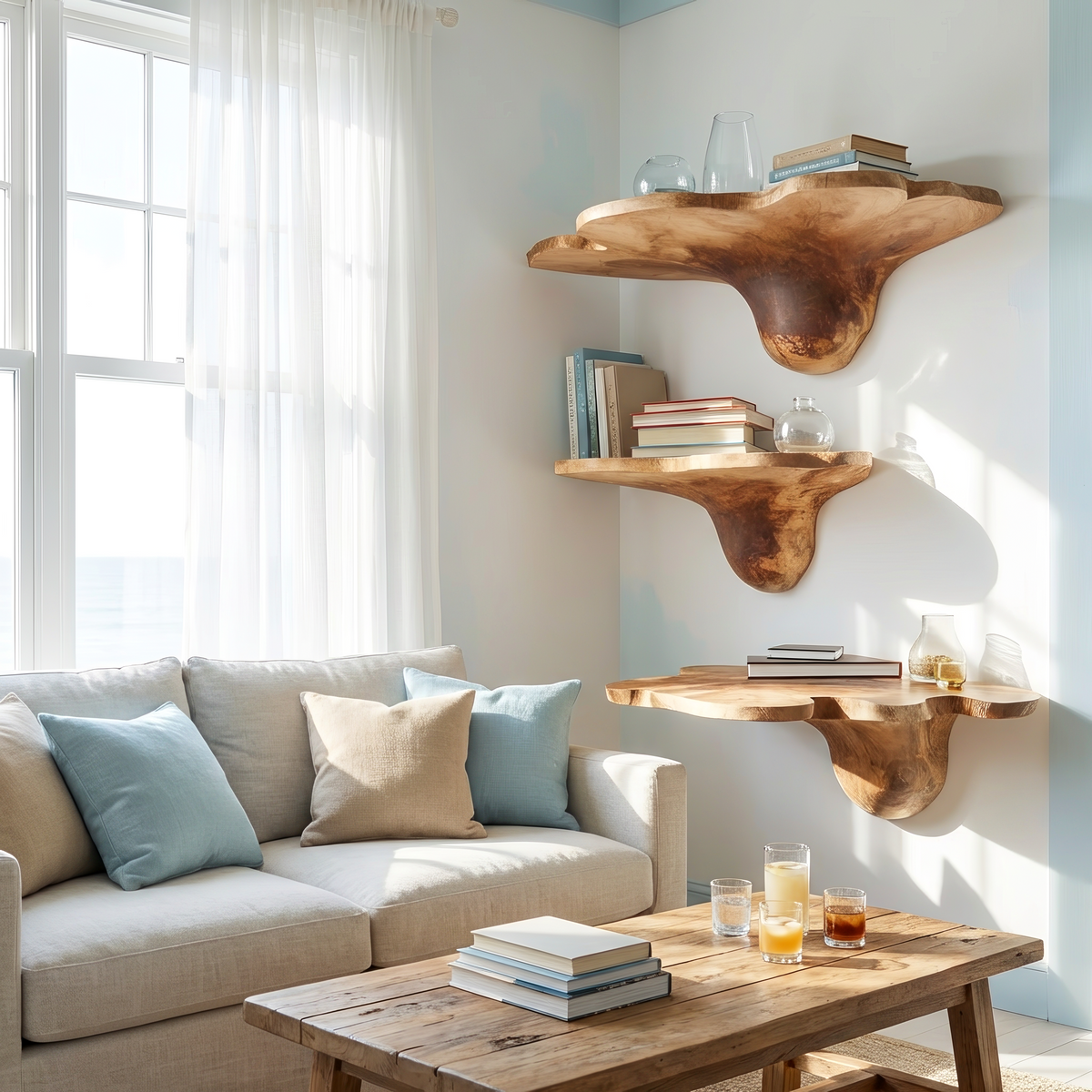 Étagère champignon en bois massif Mid-Century pour décoration de salon moderne SILDTTNMR002