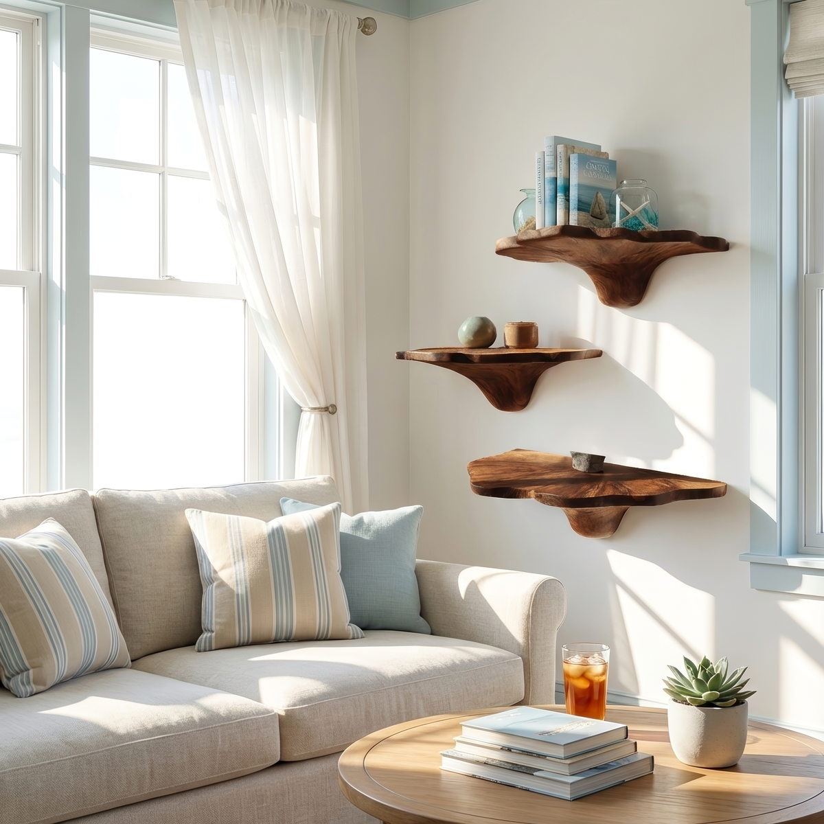Étagère champignon en bois faite à la main pour une décoration de salon artistique SILDTTNMR007