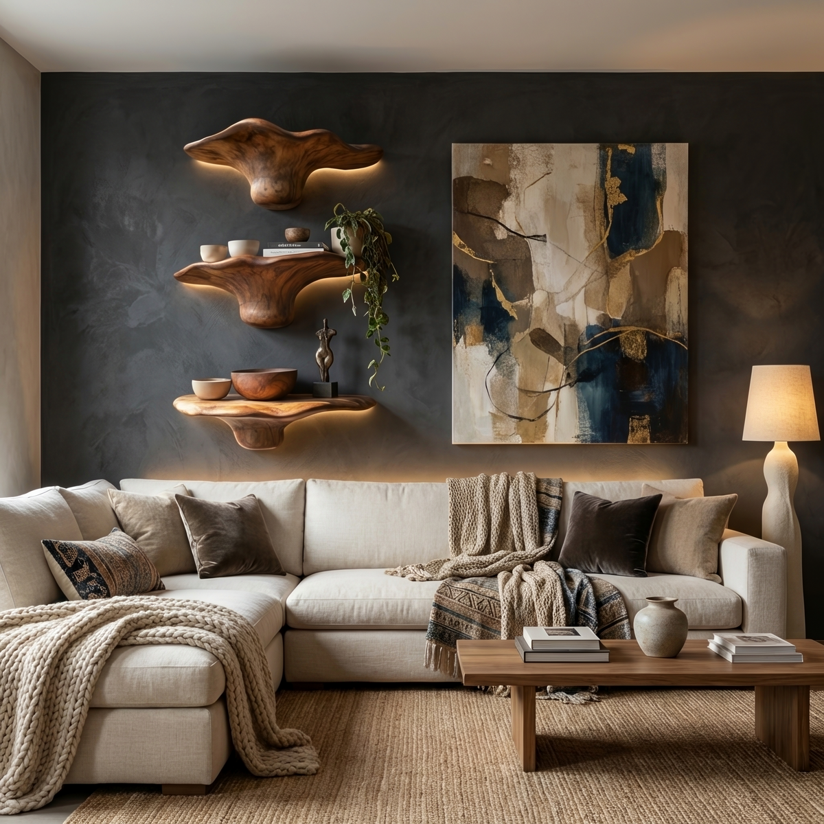 Étagère champignon en bois massif faite à la main pour décoration murale de chambre SILDTTRMR011