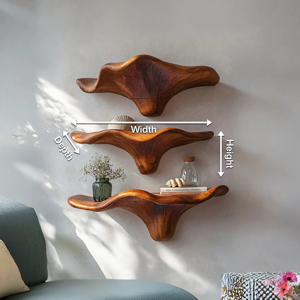 Étagère champignon en bois brut style Mid-Century pour décoration de salon SILDTTRMR005