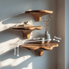 Étagère champignon à bord brut style ferme pour décoration de mobilier naturel SILDTTNMR006