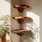 Étagère champignon en bois faite à la main style ferme pour décoration d'entrée SILDTTNCMS010