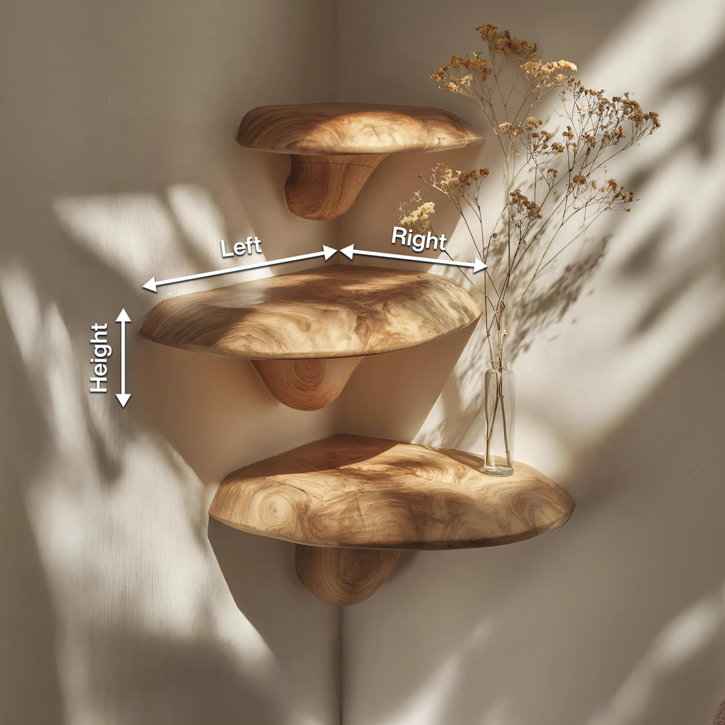 Étagère champignon en bois massif style ferme pour décoration de chambre et aménagement intérieur SILDTTNCMS002