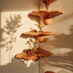 Étagère champignon artisanale en bois massif pour décoration intérieure de chambre SILDTTNCMS012