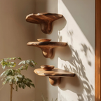 Étagère champignon en bois massif faite à la main pour décoration de chambre SILDTTNMR008